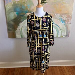 J McLaughlin Sheath Catalina dress equestrian medals navy gold medium